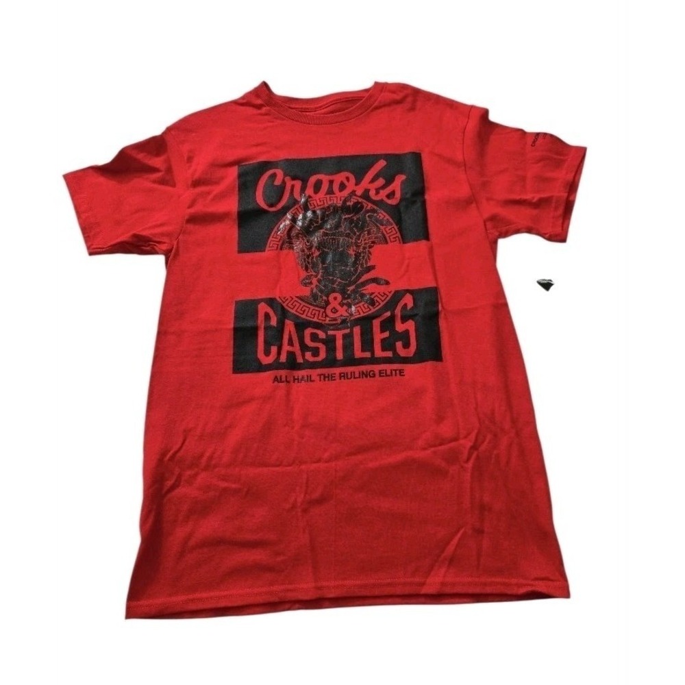 Crooks & Castles Mad Klepto SS Tee Shirt Mens Size Medium Red Graphic New...